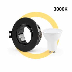 KIT - Aro downlight basculante Ø75mm + Bombilla GU10 5W + Casquillo GU10