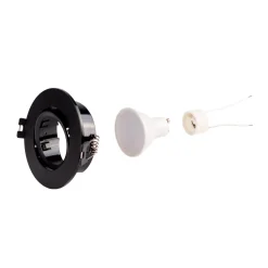 KIT - Aro downlight basculante Ø75mm + Bombilla GU10 5W + Casquillo GU10