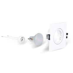 KIT Aro downlight cuadrado 93x93mm + Bombilla GU10 6W + Casquillo
