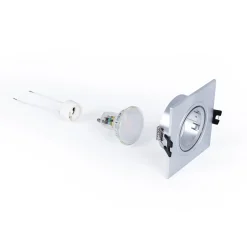 KIT Aro downlight cuadrado 93x93mm + Bombilla GU10 6W + Casquillo
