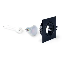 KIT Aro downlight cuadrado 93x93mm + Bombilla GU10 6W + Casquillo