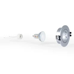 KIT Aro empotrable basculante Ø90mm + Bombilla GU10 6W + Portalámparas