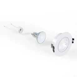 KIT Aro empotrable basculante Ø90mm + Bombilla GU10 6W + Portalámparas