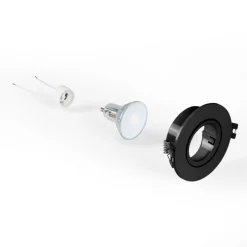 KIT Aro empotrable basculante Ø90mm + Bombilla GU10 6W + Portalámparas
