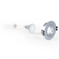 KIT Aro empotrable basculante Ø90mm + Bombilla GU10 6W + Portalámparas