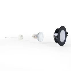 KIT Aro empotrable estanco Ø90mm + Bombilla GU10 6W + Portalámparas