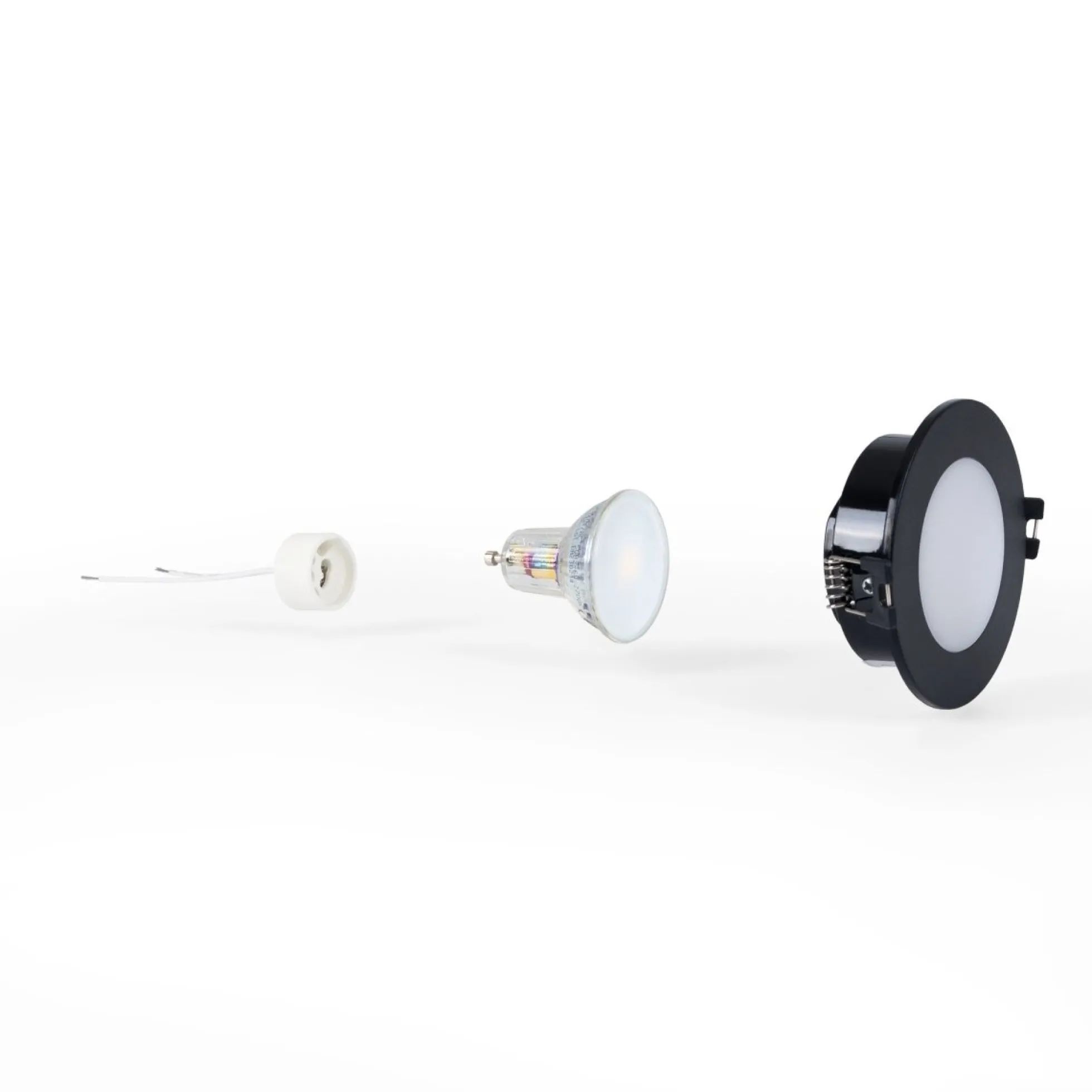 KIT Aro empotrable estanco Ø90mm + Bombilla GU10 6W + Portalámparas