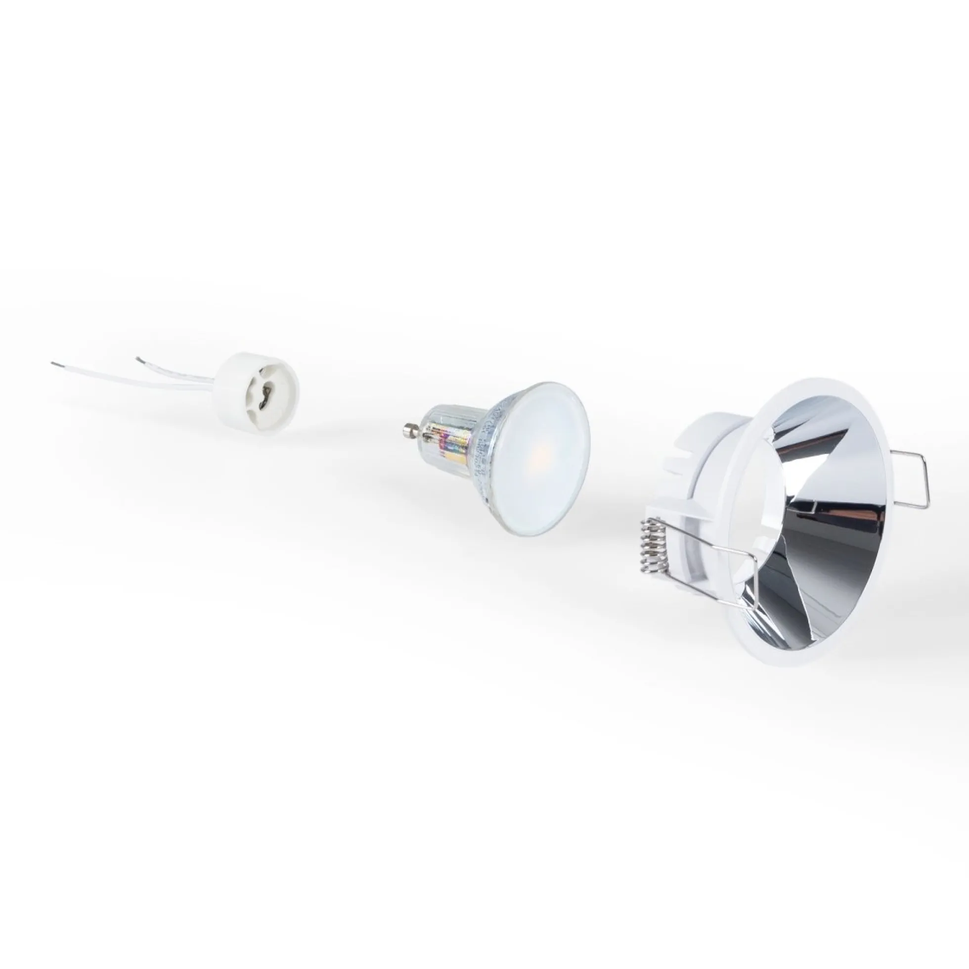 KIT Aro empotrable fijo Ø82mm + Bombilla GU10 6W + Portalámparas