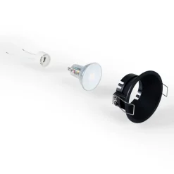 KIT Aro empotrable fijo Ø82mm + Bombilla GU10 6W + Portalámparas