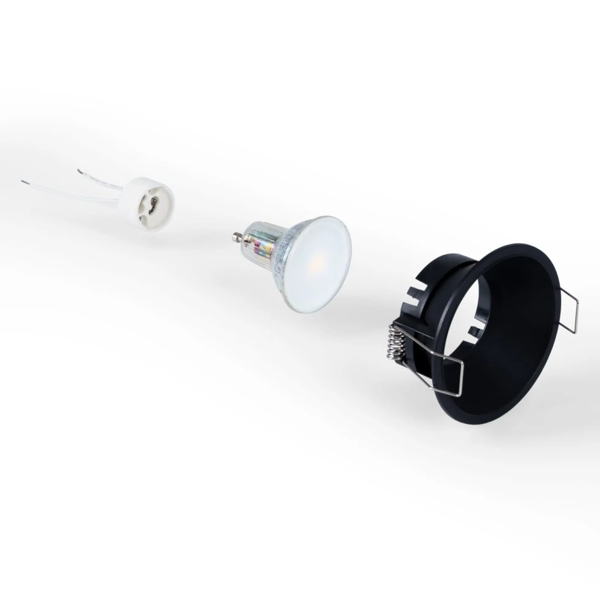 KIT Aro empotrable fijo Ø82mm + Bombilla GU10 6W + Portalámparas