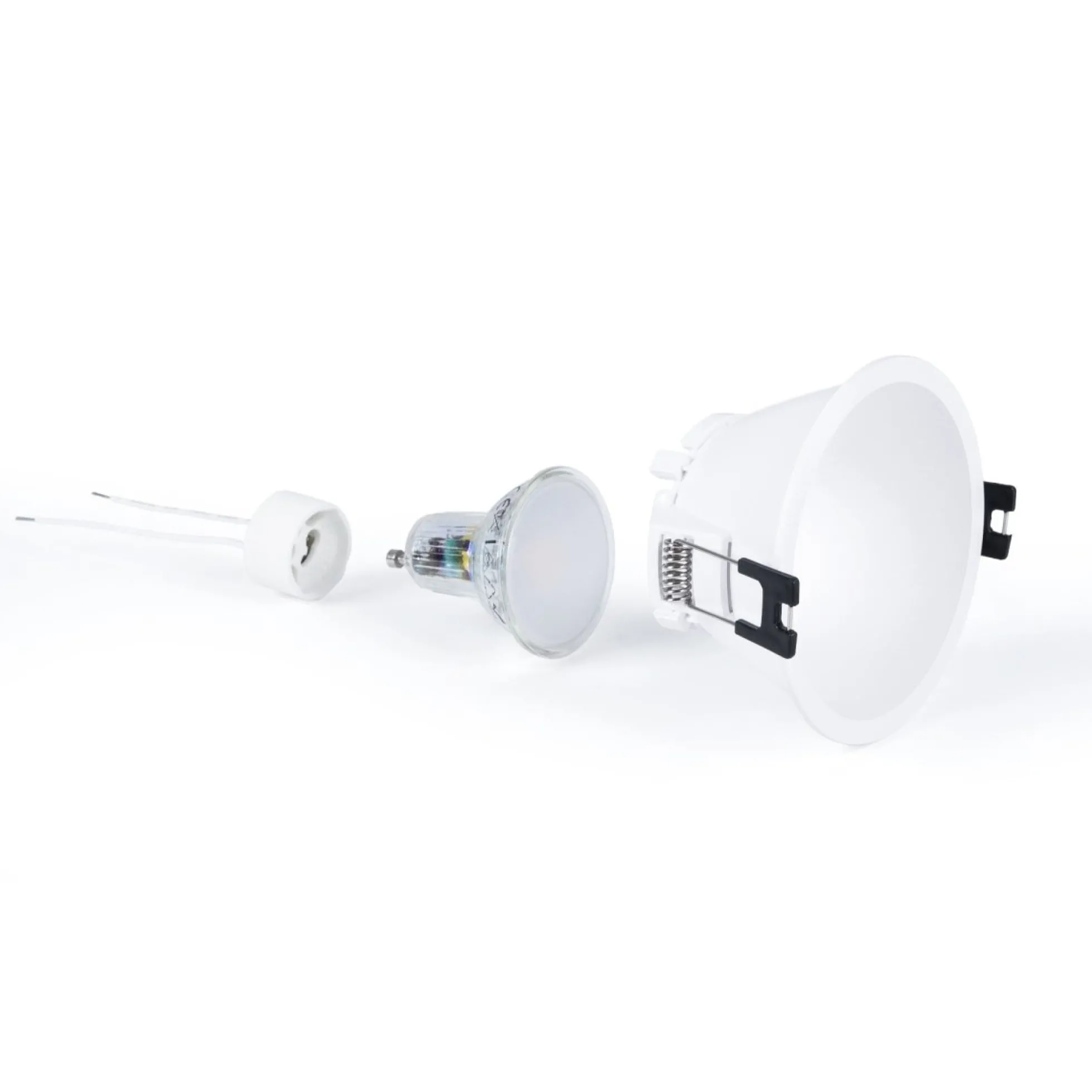 KIT Aro empotrable fijo Ø82mm + Bombilla GU10 6W + Portalámparas
