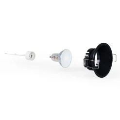 KIT Aro empotrable fijo Ø82mm + Bombilla GU10 6W + Portalámparas
