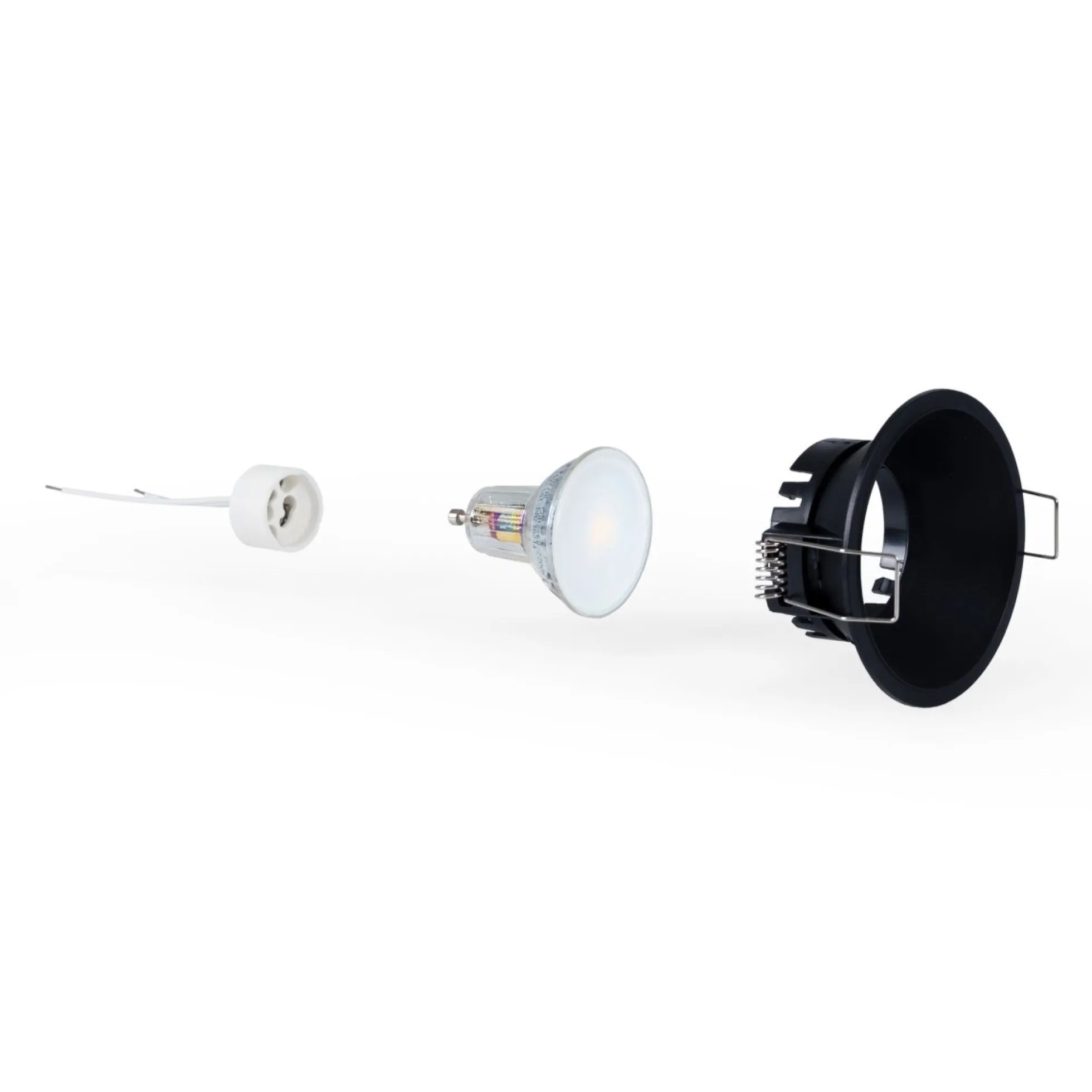 KIT Aro empotrable fijo Ø82mm + Bombilla GU10 6W + Portalámparas