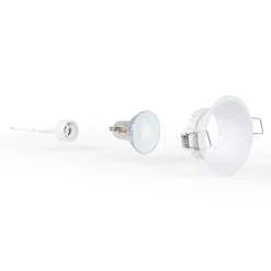 KIT Aro empotrable fijo Ø82mm + Bombilla GU10 6W + Portalámparas