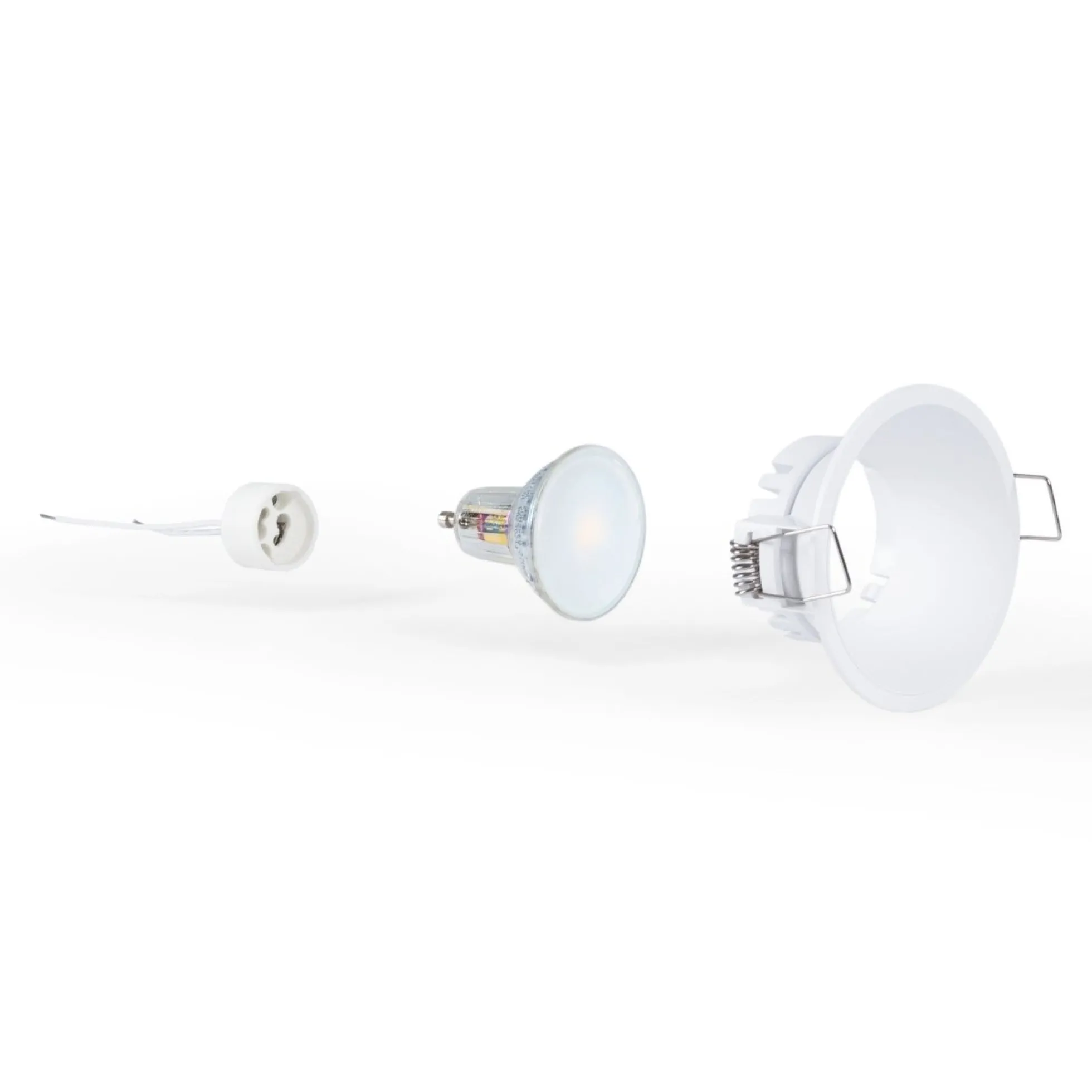 KIT Aro empotrable fijo Ø82mm + Bombilla GU10 6W + Portalámparas