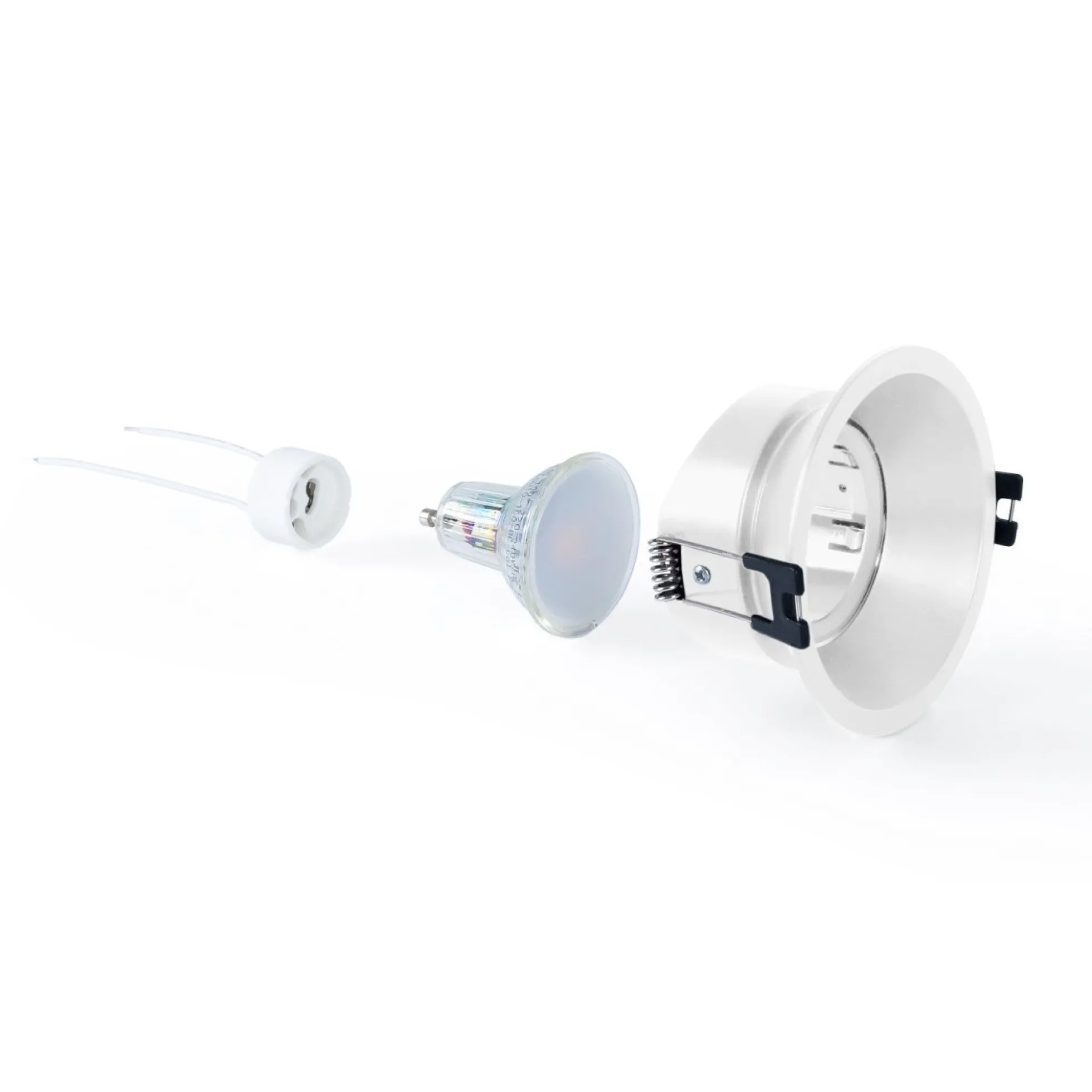 KIT Aro empotrable Ø93mm + Bombilla GU10 6W + Portalámparas