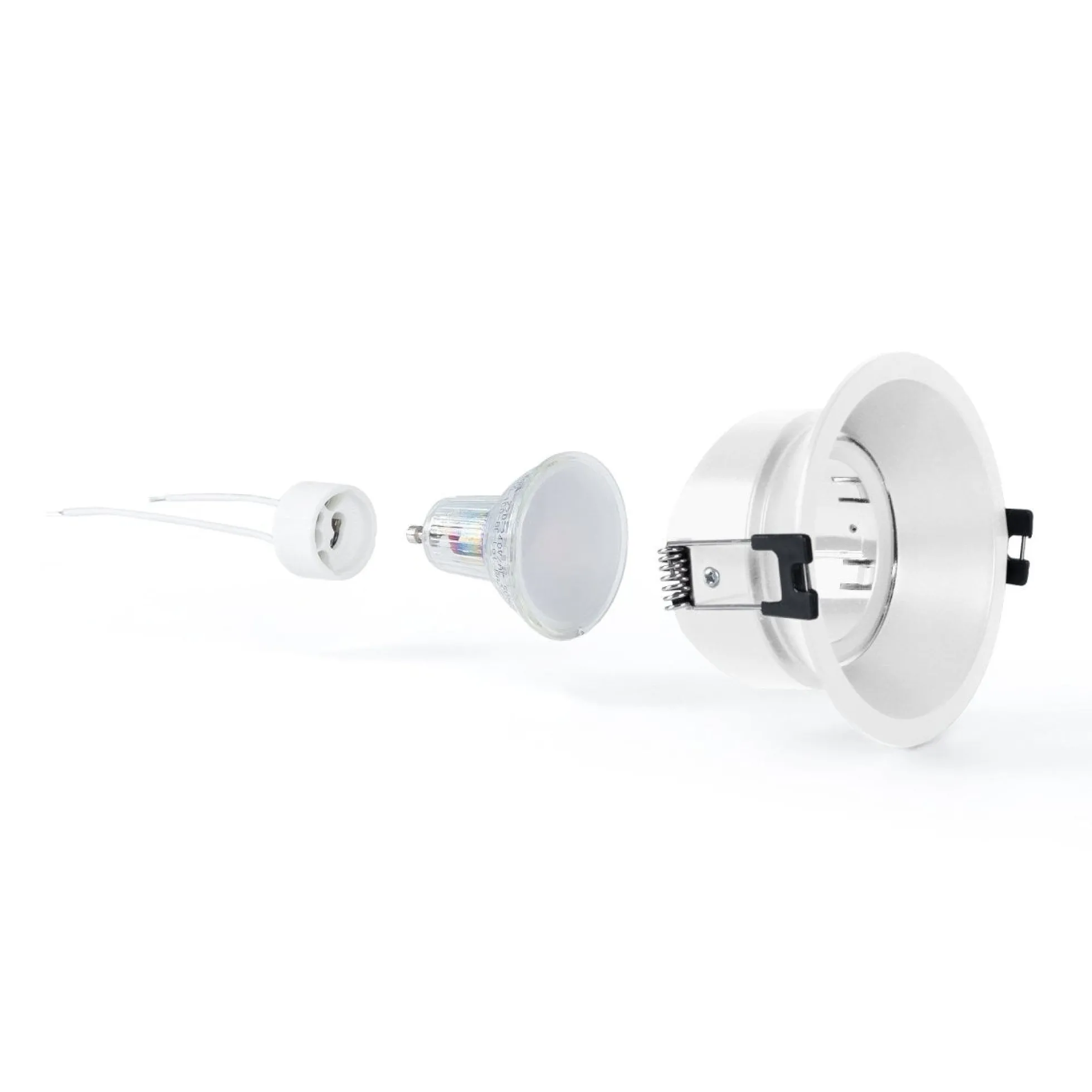 KIT Aro empotrable Ø93mm + Bombilla GU10 6W + Portalámparas