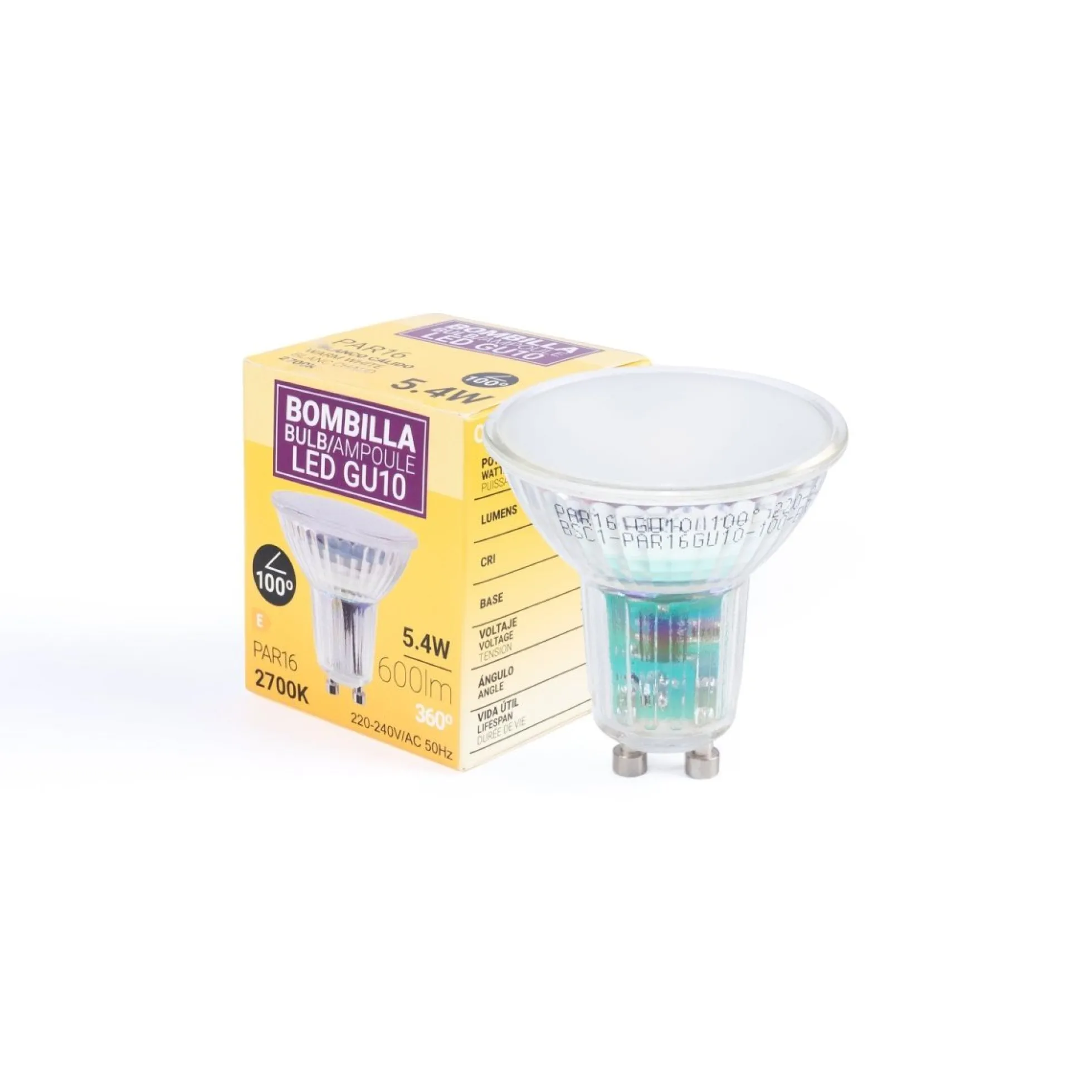 KIT Aro empotrable Ø110mm + Bombilla GU10 6W + Portalámparas