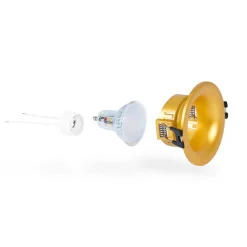 KIT Aro empotrable Ø86mm + Bombilla GU10 6W + Portalámparas