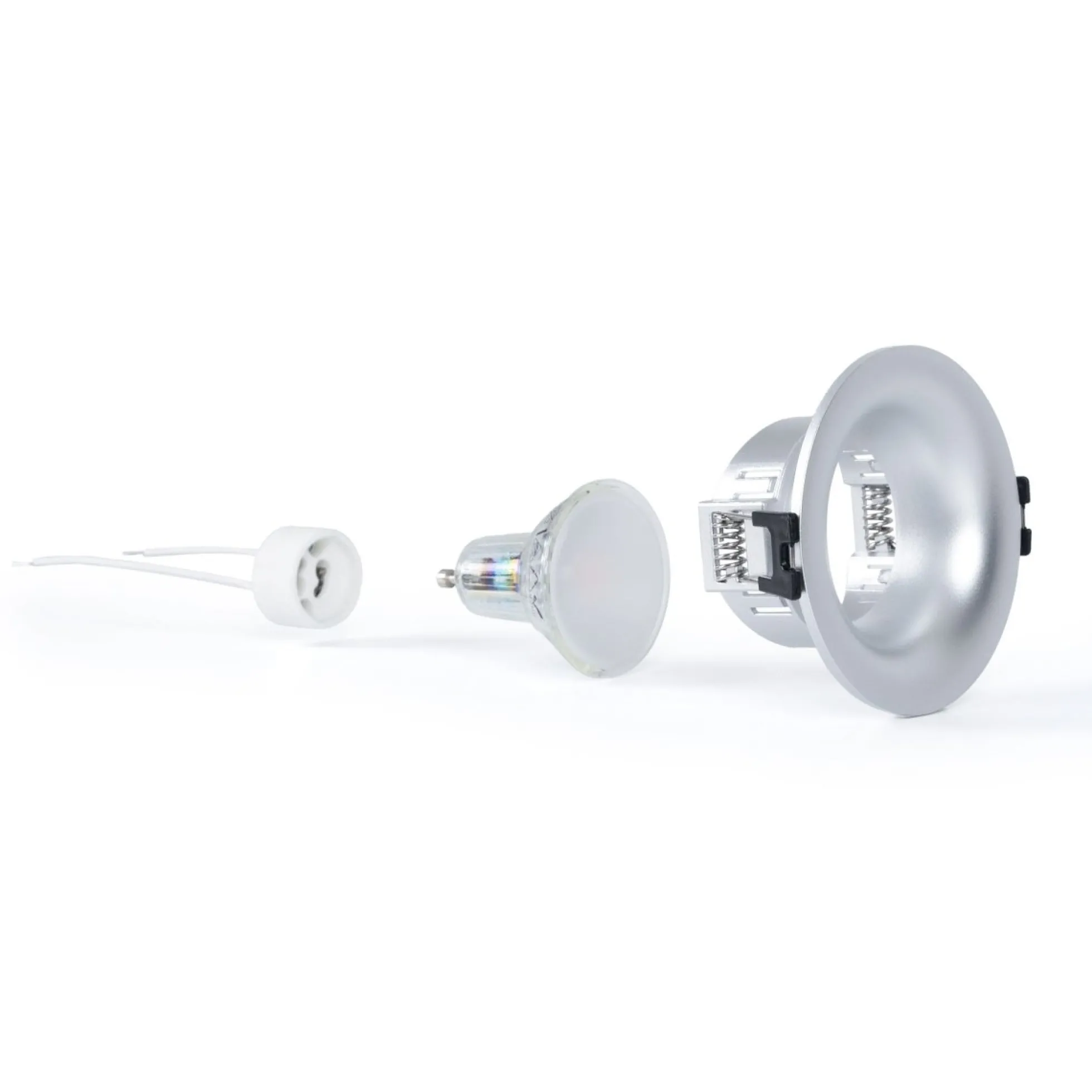 KIT Aro empotrable Ø86mm + Bombilla GU10 6W + Portalámparas
