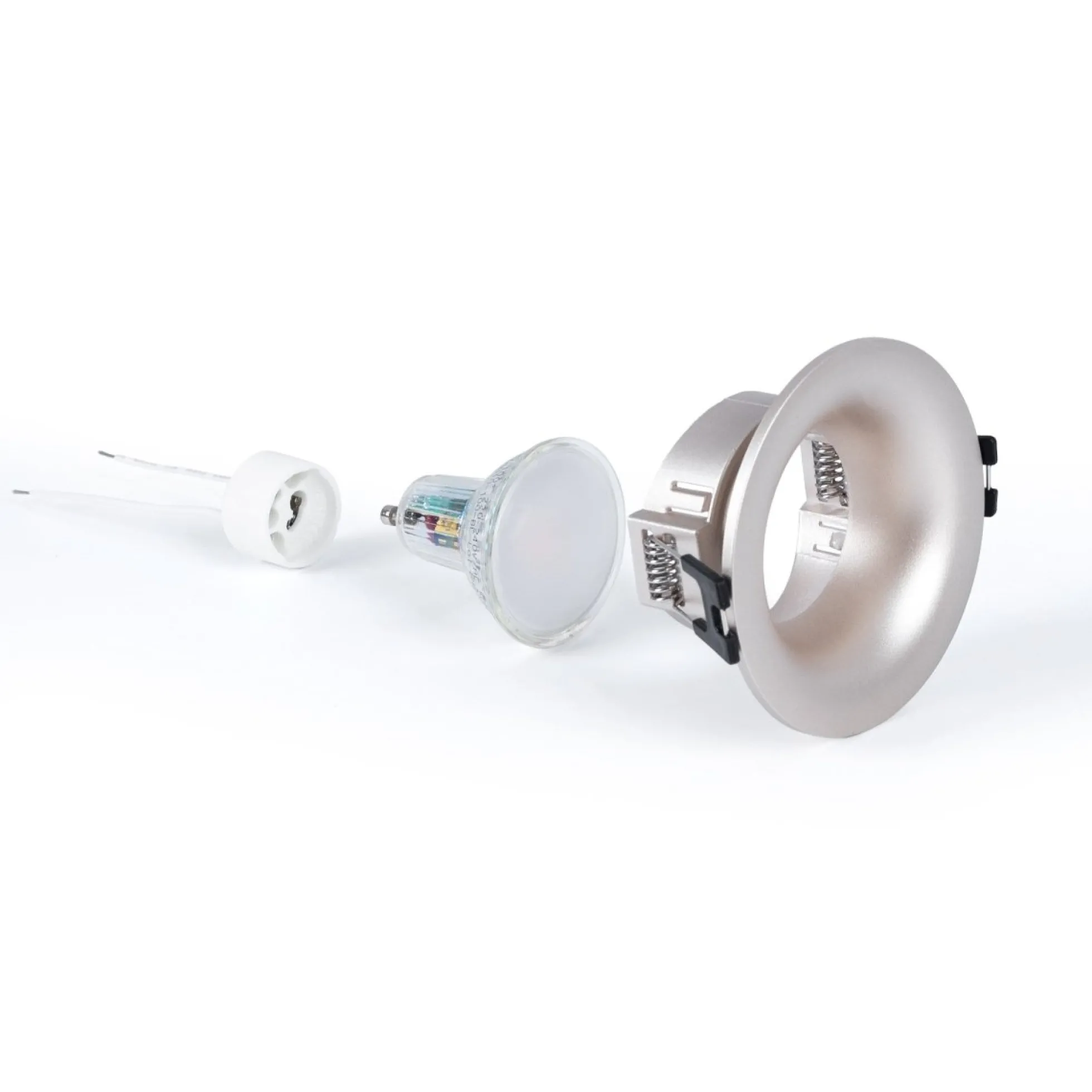 KIT Aro empotrable Ø86mm + Bombilla GU10 6W + Portalámparas