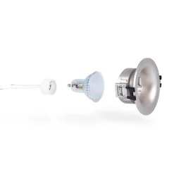 KIT Aro empotrable Ø86mm + Bombilla GU10 6W + Portalámparas