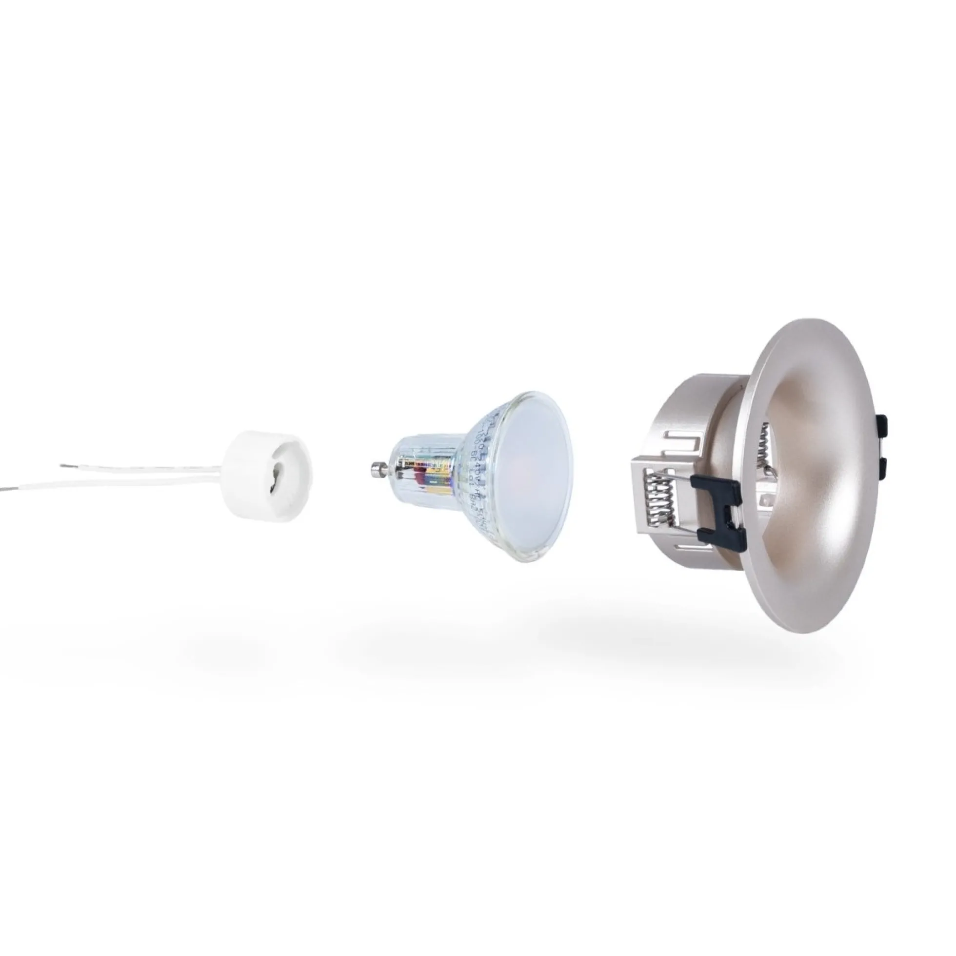 KIT Aro empotrable Ø86mm + Bombilla GU10 6W + Portalámparas