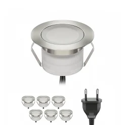 Kit 6 focos LED empotrables en suelo 0,3W 12V-DC IP67