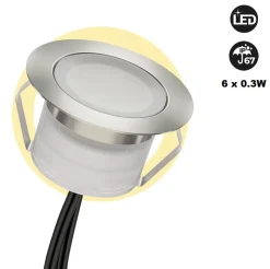 Kit 6 focos LED empotrables en suelo 0,3W 12V-DC IP67