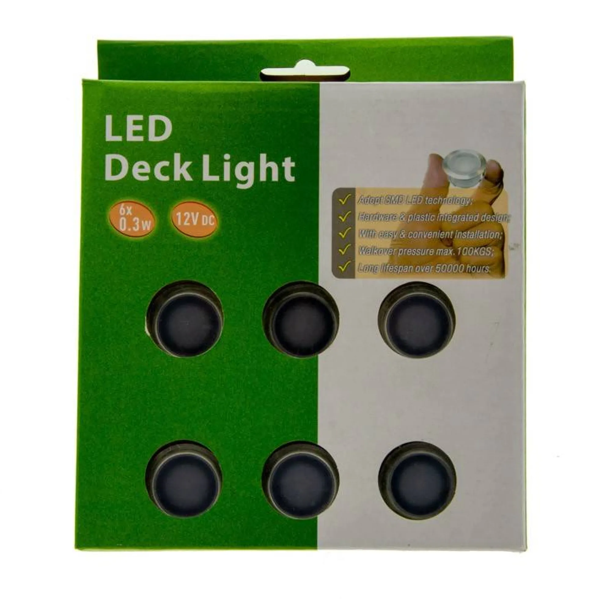 Kit 6 focos LED empotrables en suelo 0,3W 12V-DC IP67