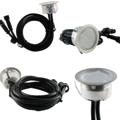 Kit 6 focos LED empotrables en suelo Ø40x20mm 0,4W 12V-DC IP67