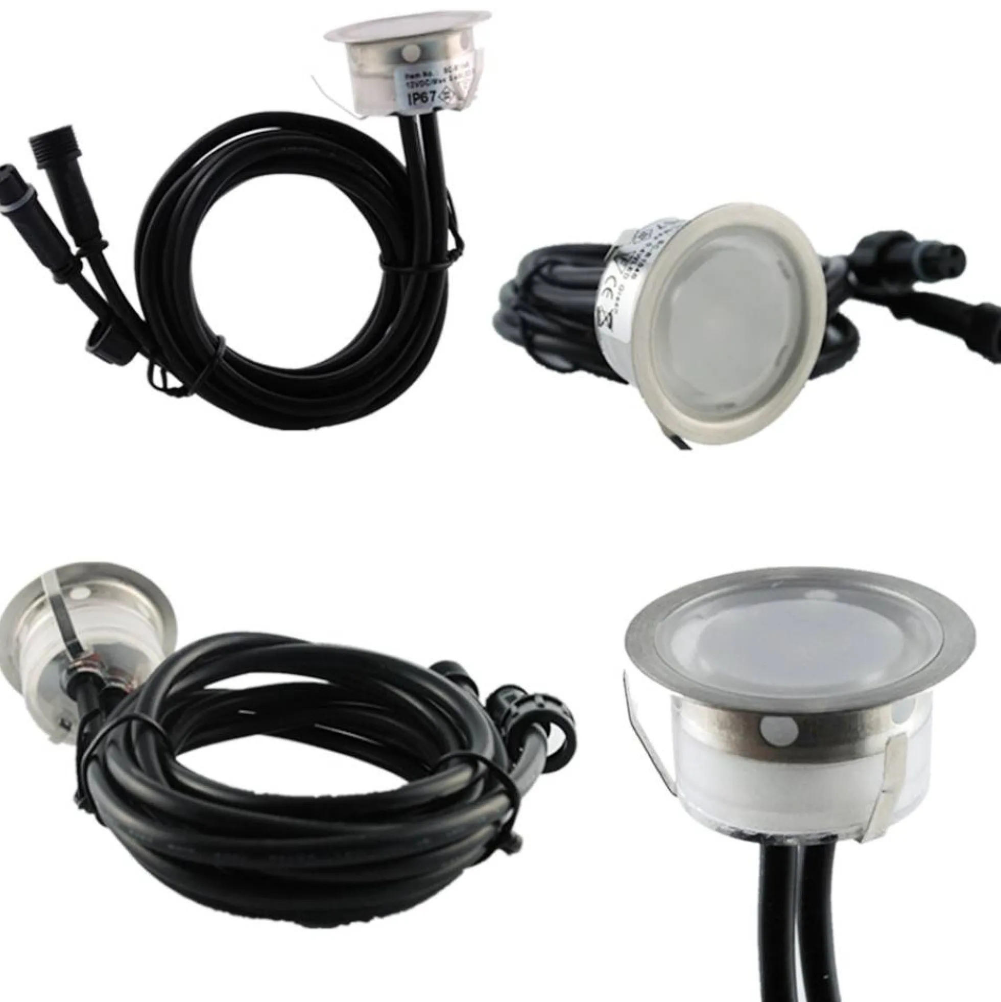 Kit 6 focos LED empotrables en suelo Ø40x20mm 0,4W 12V-DC IP67