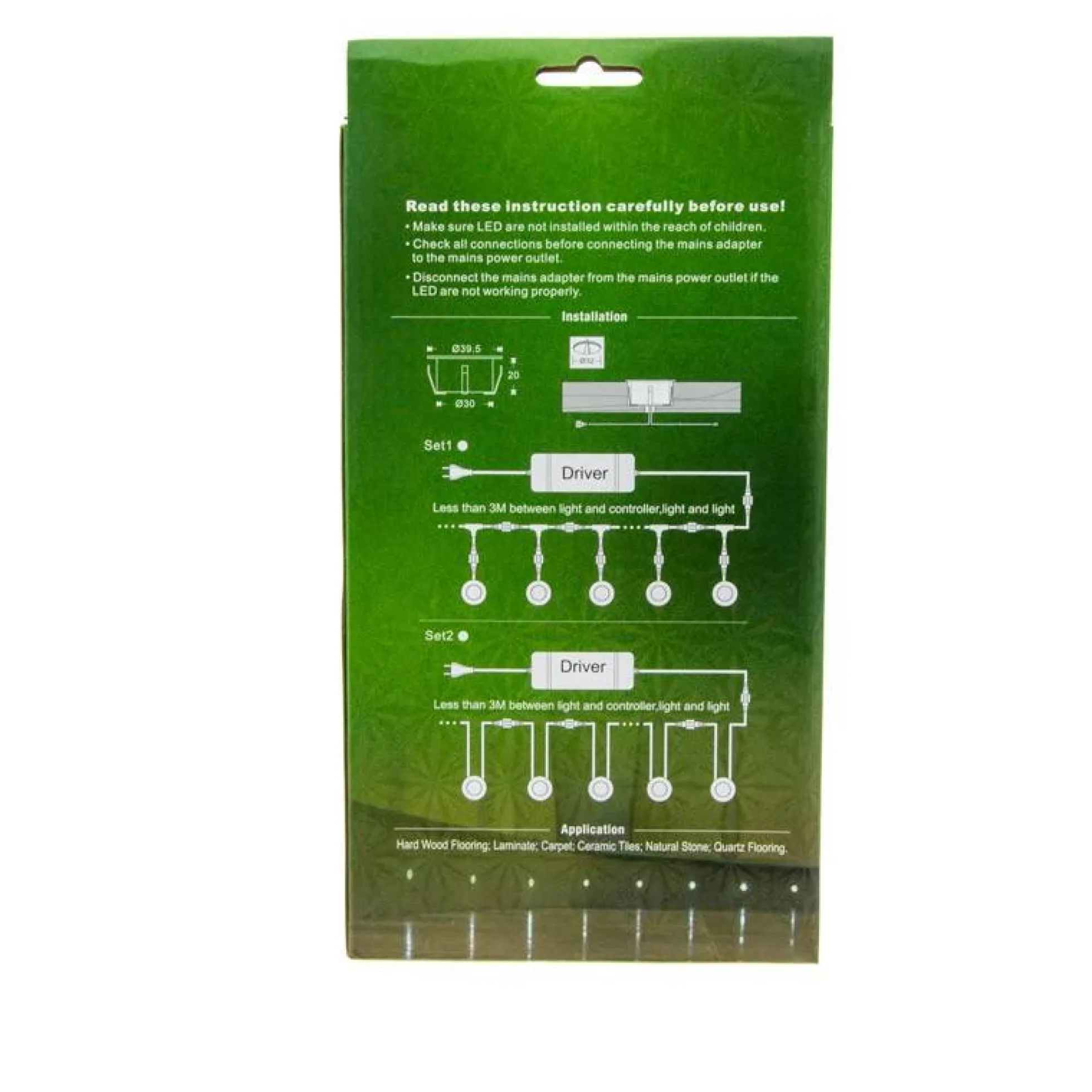 Kit 6 focos LED empotrables en suelo Ø40x20mm 0,4W 12V-DC IP67