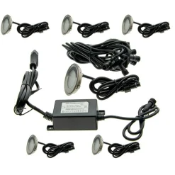 Kit 6 focos LED empotrables en suelo Ø58x9mm 0,5W 12V-DC IP67