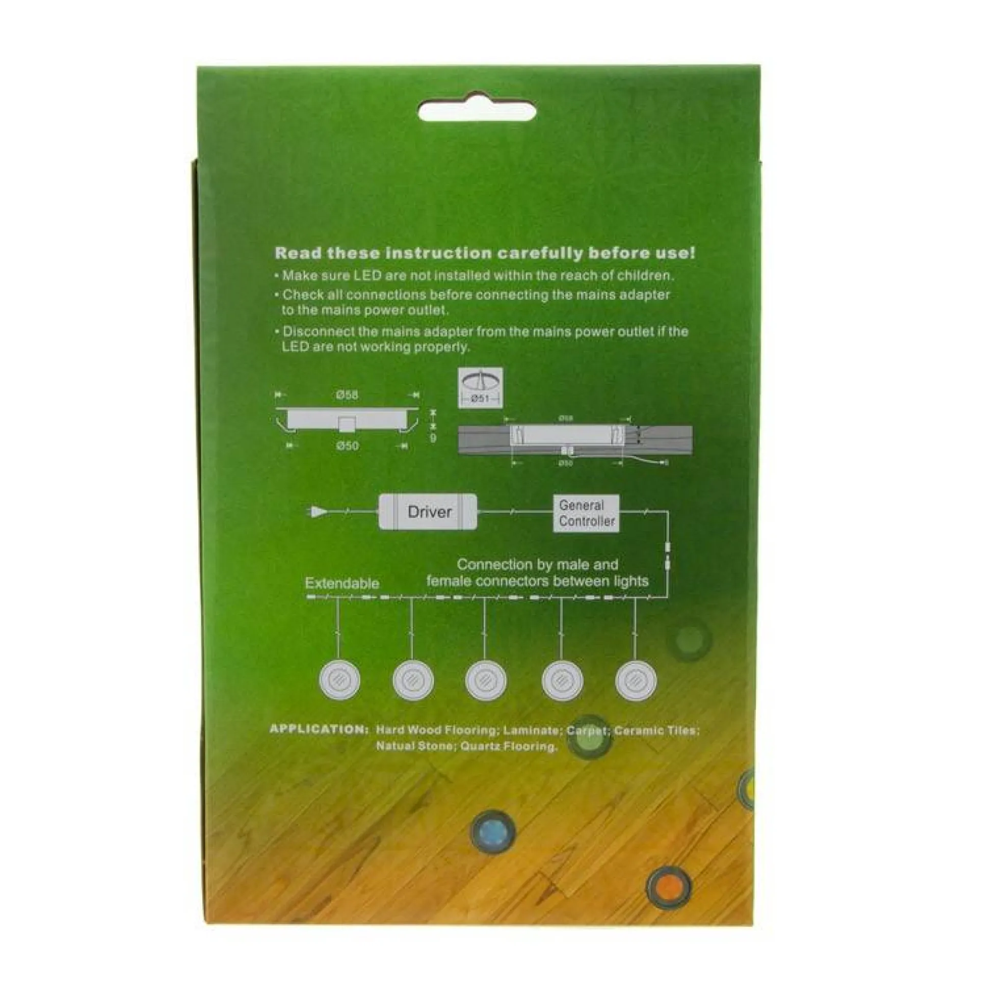 Kit 6 focos LED empotrables en suelo Ø58x9mm 0,5W 12V-DC IP67