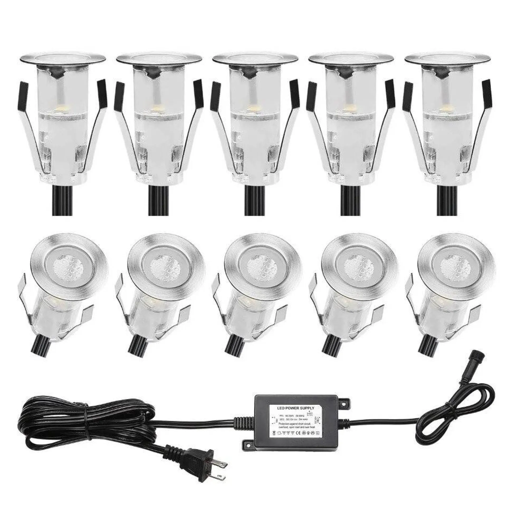 Kit 6 focos LED empotrables escalera o suelo 0,4W 12V-DC IP67