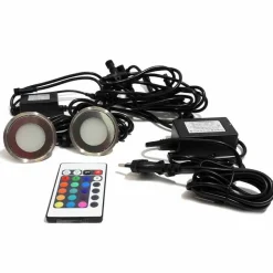 Kit 6 focos LED RGB empotrables en suelo Ø58x9mm 0,5W 12V-DC IP67