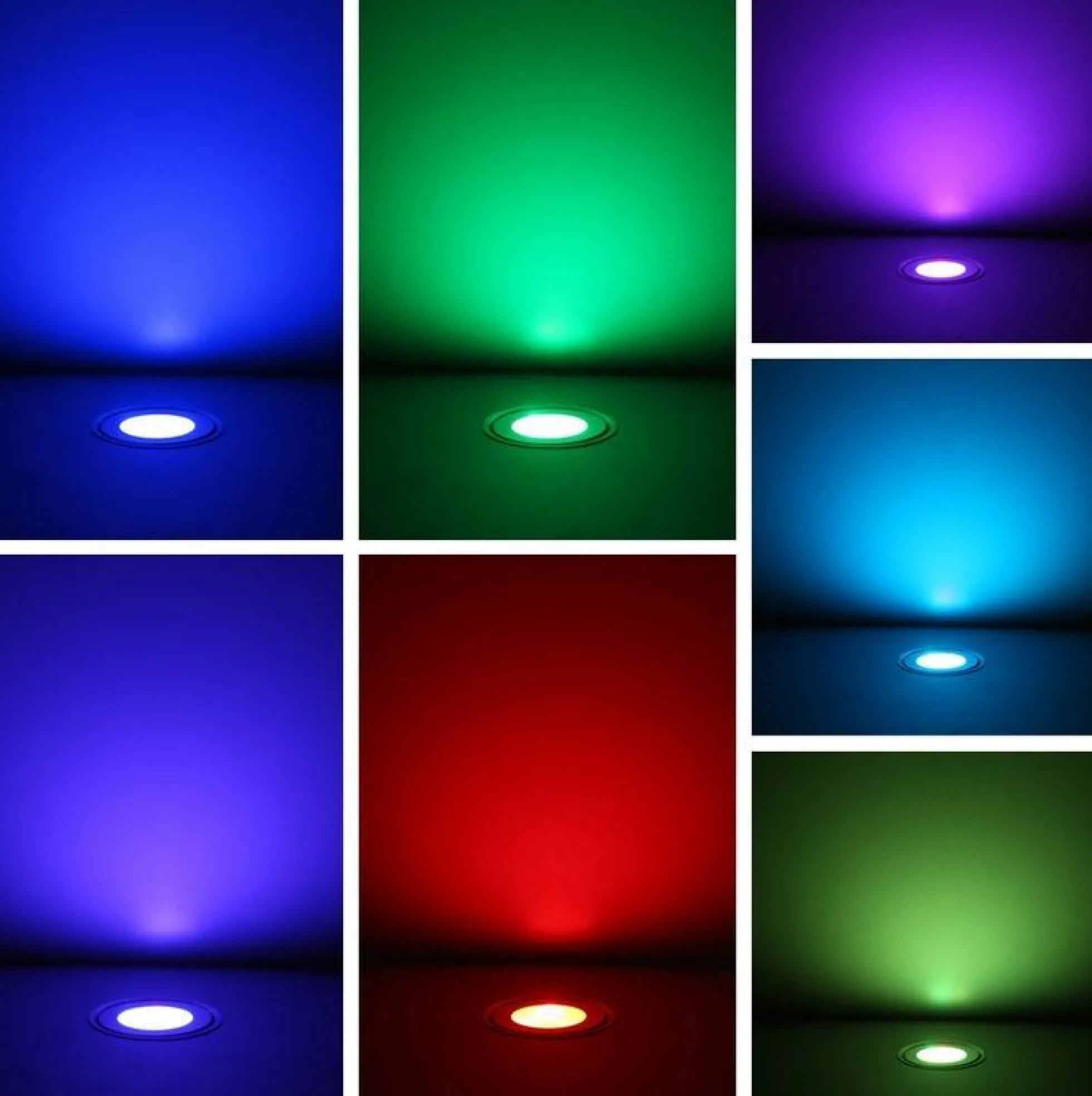 Kit 6 focos LED RGB empotrables en suelo Ø58x9mm 0,5W 12V-DC IP67