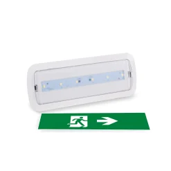 KIT Pictograma autoadhesivo "Salida derecha" + Luz de emergencia 3W