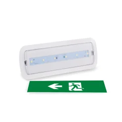 KIT Pictograma autoadhesivo "Salida izquierda" + Luz de emergencia 3W