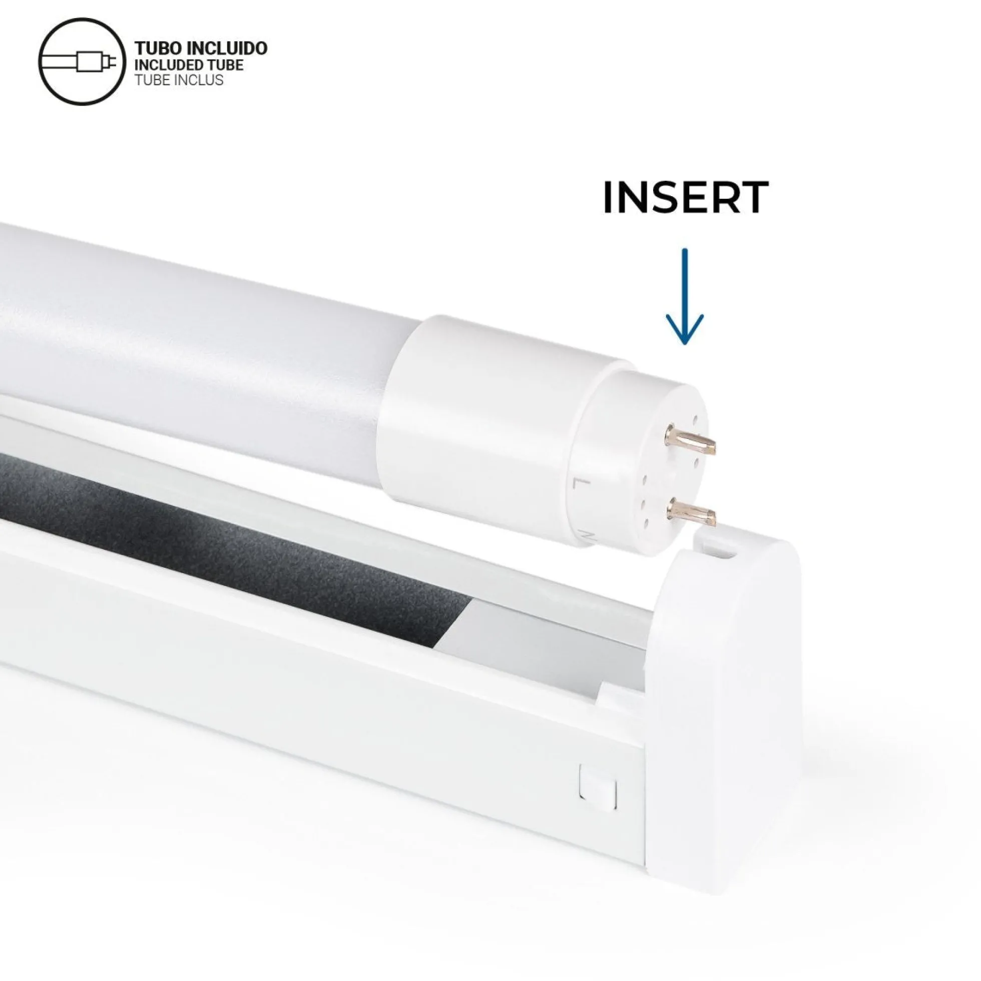Kit regleta portatubos + tubo LED T8 - 18W - 120cm