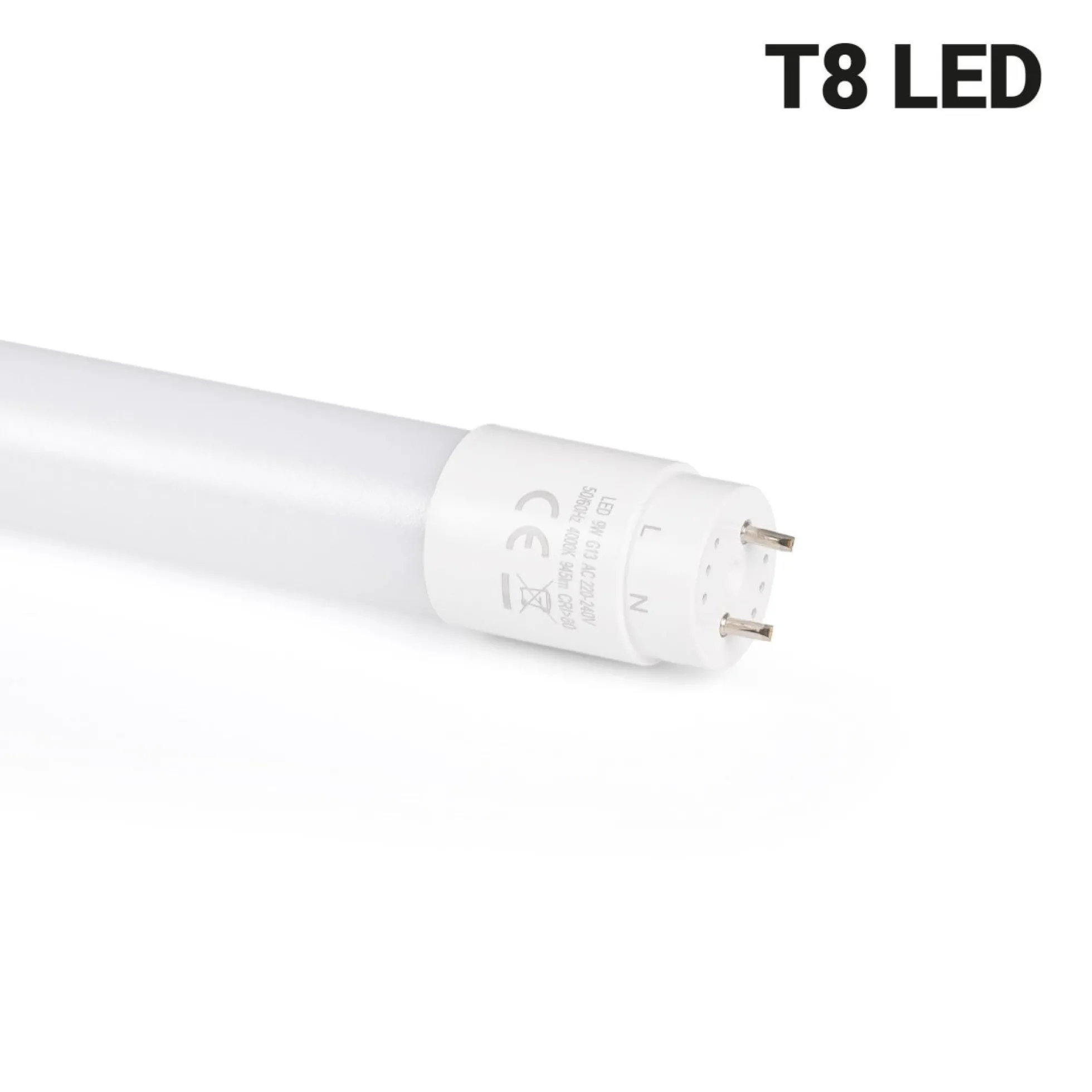 Kit regleta portatubos + tubo LED T8 - 9W - 60cm