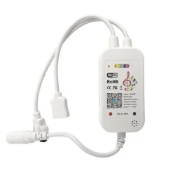 Kit tira LED musical RGB WiFi Alexa/Google Home con fuente, mando y controlador 5 metros
