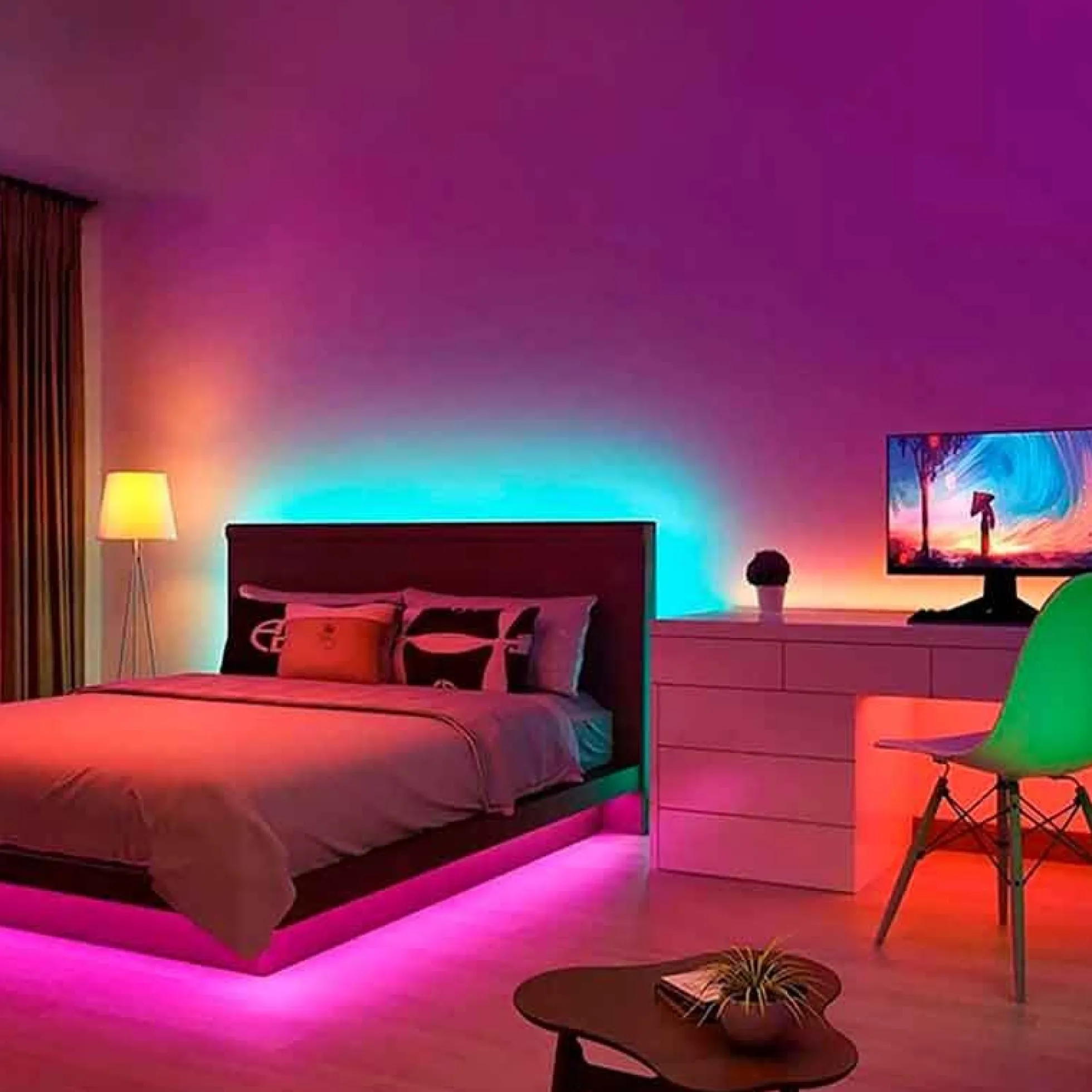 Kit tira LED RGB 5m con fuente, mando y controlador compatible 12V y 24V