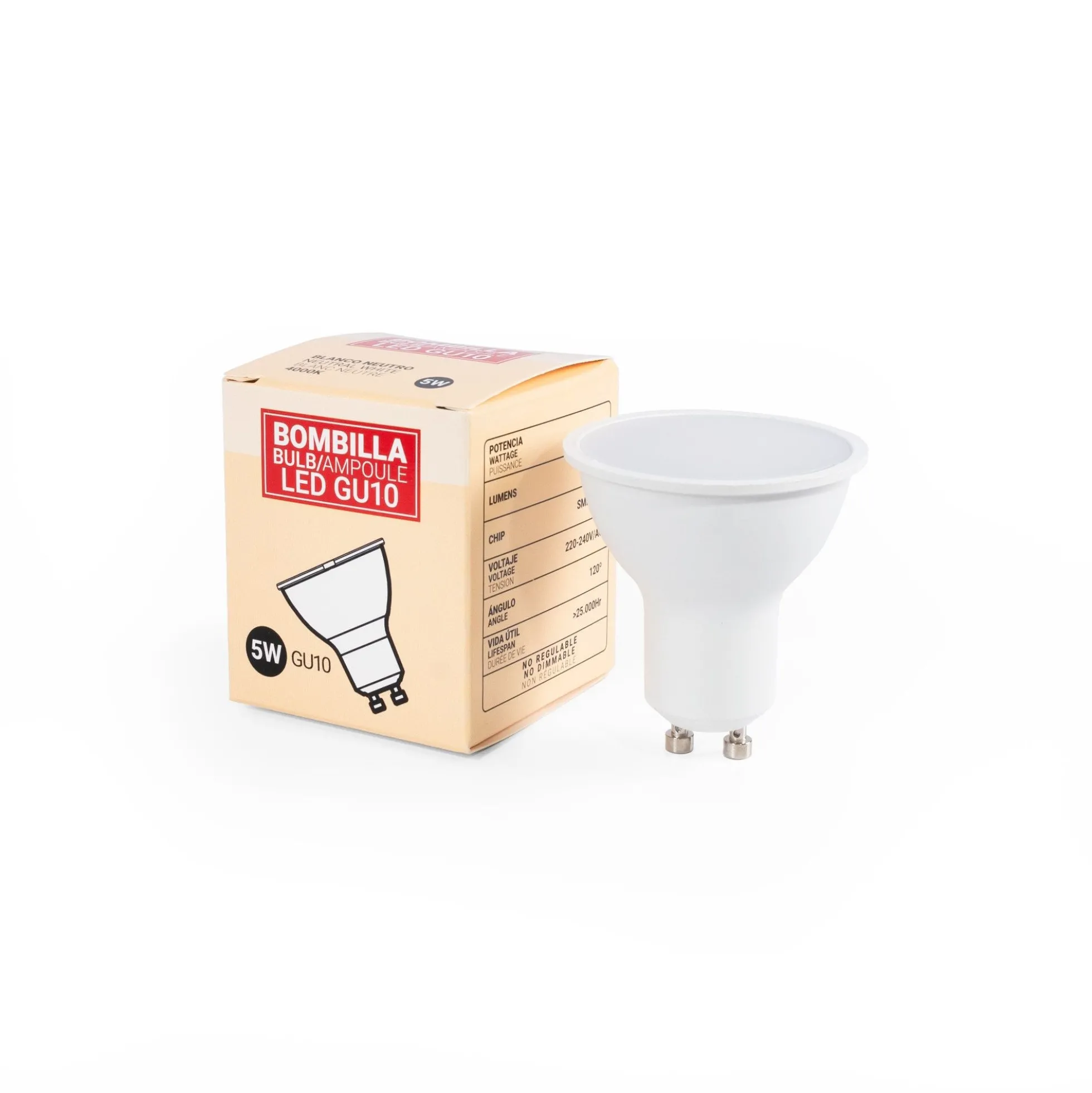KIT x 10 - Aro downlight basculante + Bombilla GU10 5W + Casquillo GU10