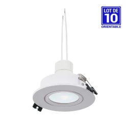 KIT x 10 - Aro downlight basculante + Bombilla GU10 5W + Casquillo GU10