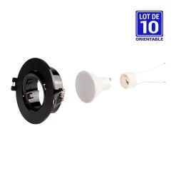 KIT x 10 - Aro downlight basculante + Bombilla GU10 5W + Casquillo GU10