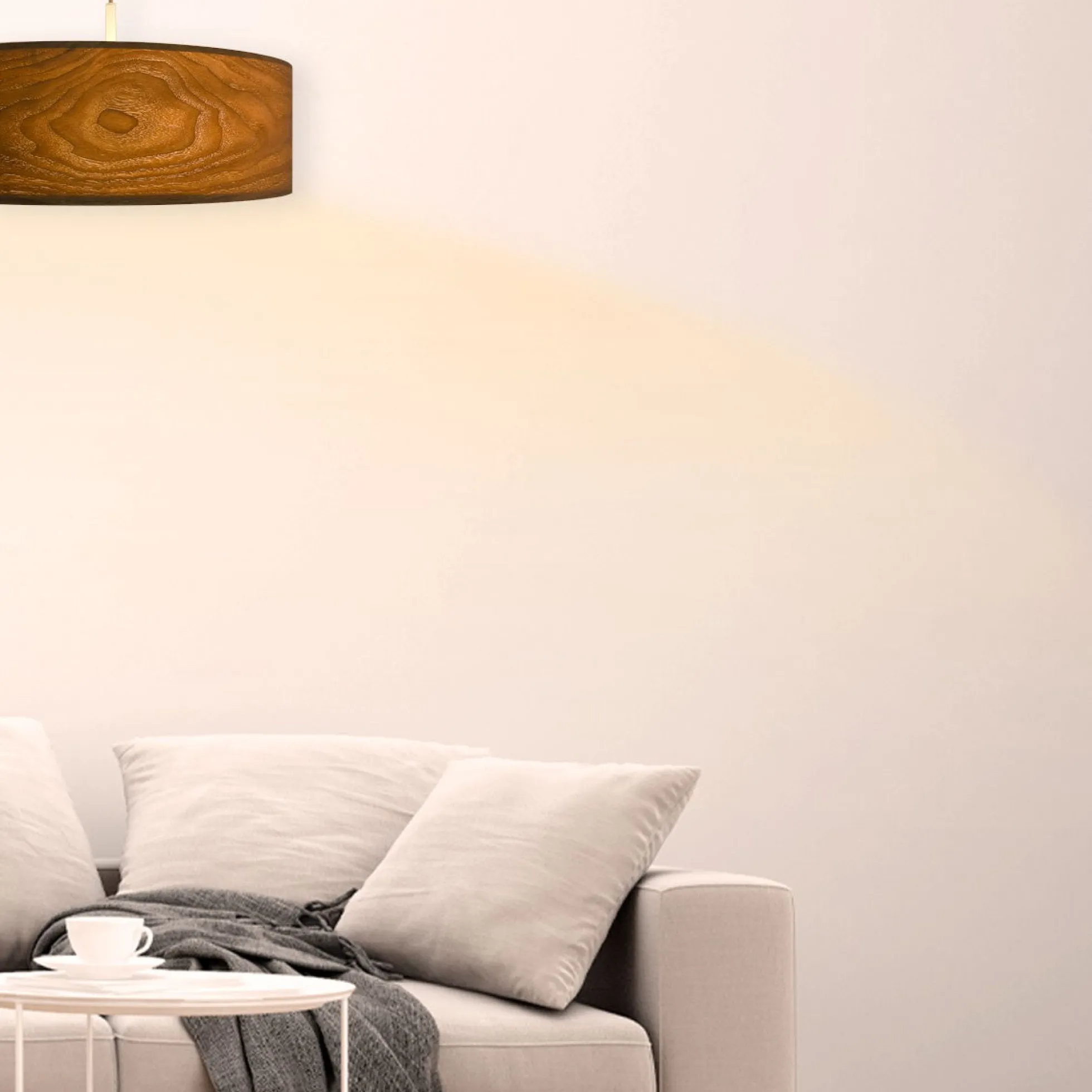 Lampara colgante con pantalla efecto madera "MATAGALLS" - 3xE27