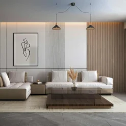 Lampara colgante doble metal y madera  