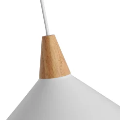 Lampara colgante doble metal y madera  
